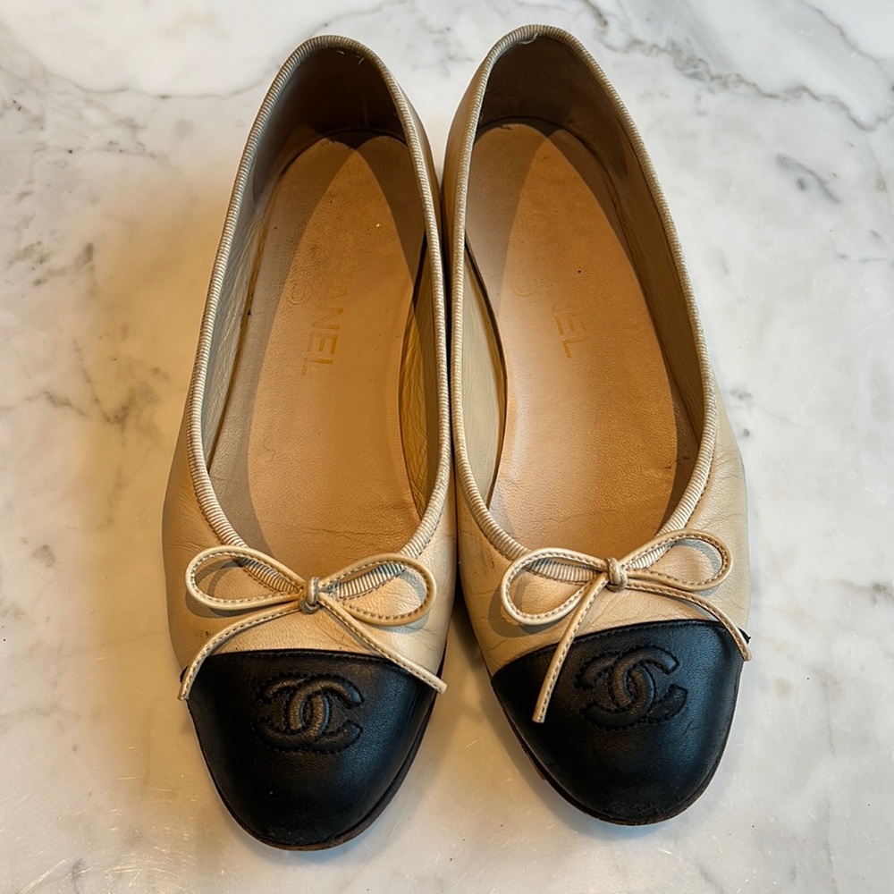 Chanel Ballet Flats - Beige + black 36.5